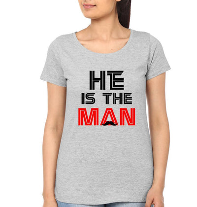 He Is The Man But She Is The Boss Couple Half Sleeves T-Shirts -FunkyTees