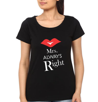 Mr.Right & Mrs. Always Right Couple Half Sleeves T-Shirts -FunkyTees