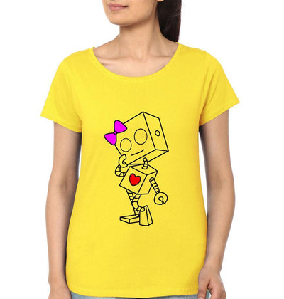 Robo Couple Half Sleeves T-Shirts -FunkyTees