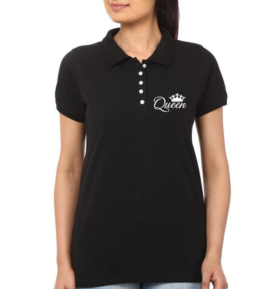 Pocket King Queen Couple Polo Half Sleeves T-Shirts -FunkyTees