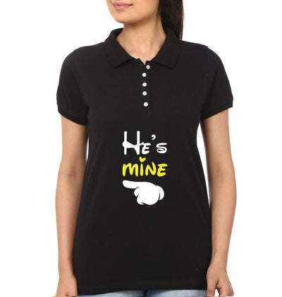 He is Mine She is Mine Couple Polo Half Sleeves T-Shirts -FunkyTees