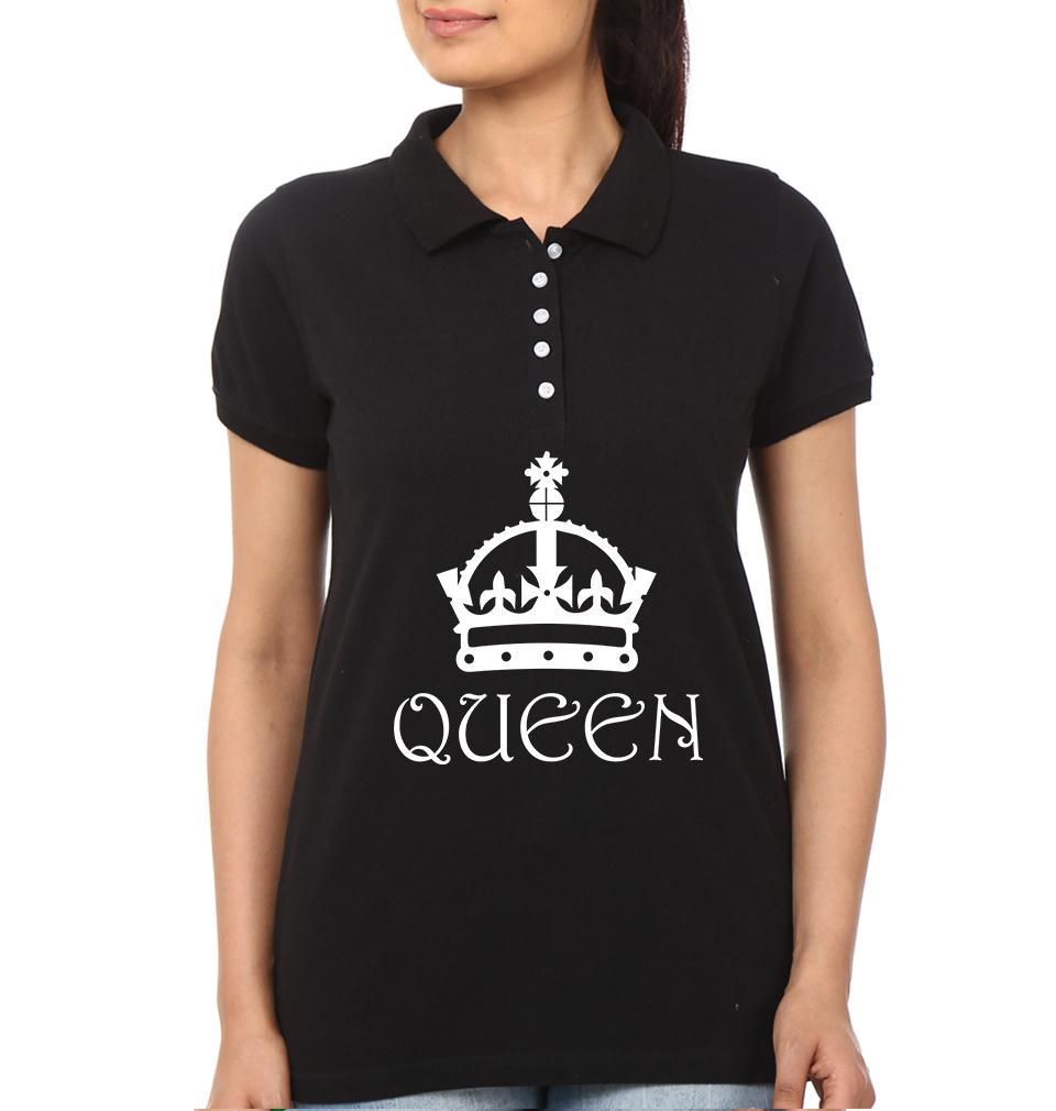 King Queen Couple Polo Half Sleeves T-Shirts -FunkyTees
