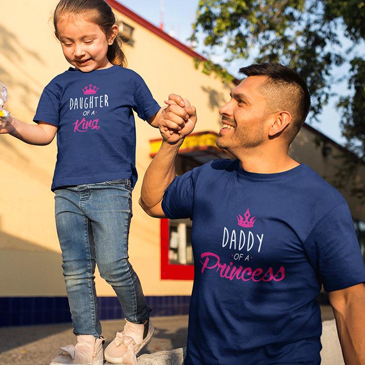 Daughter Of King & Daddy Of A  Princess Father and Daughter Matching T-Shirt- FunkyTeesClub