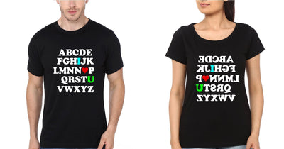 ABCDEFG Couple Half Sleeves T-Shirts -FunkyTees - Funky Tees Club