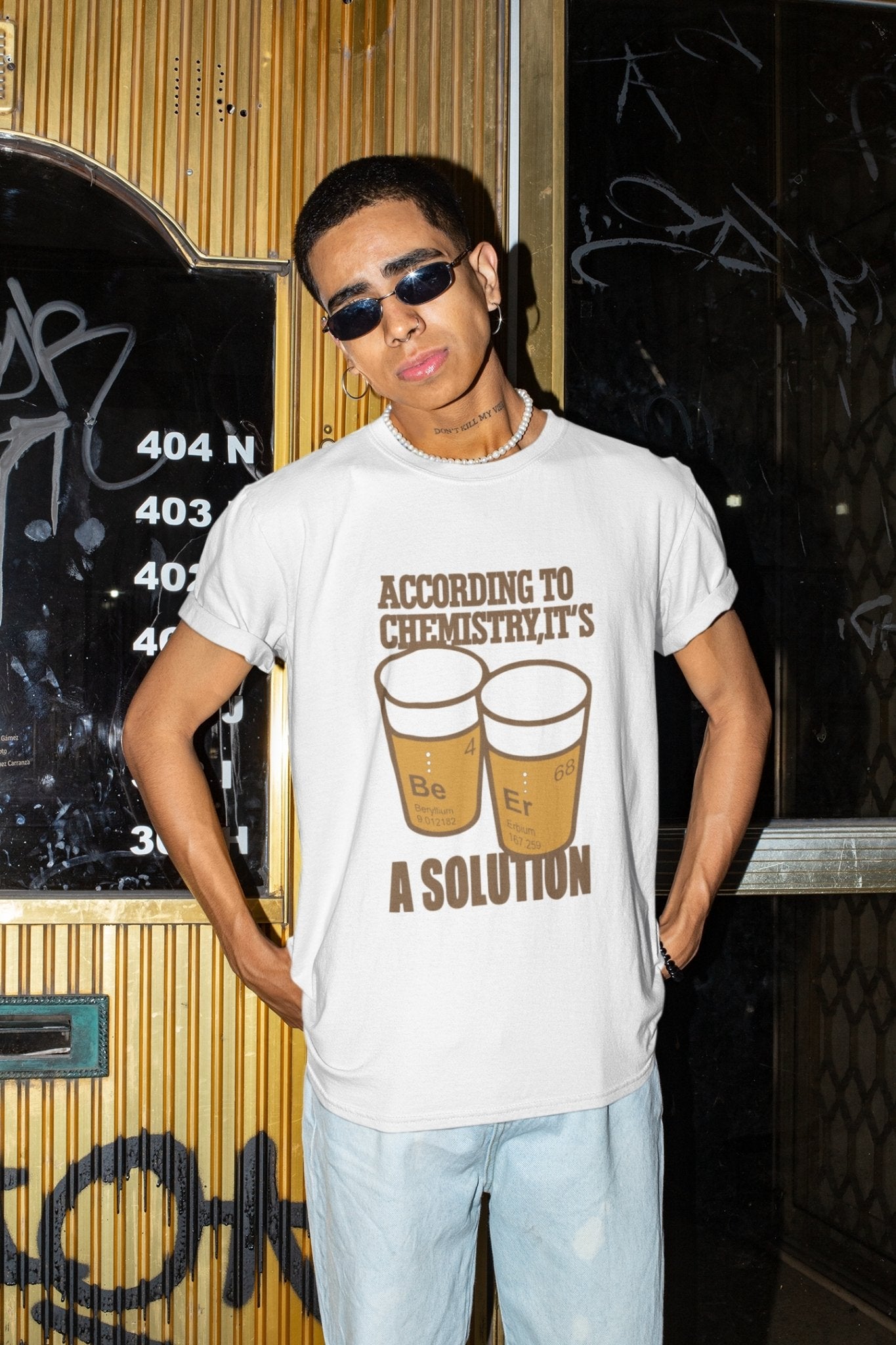 According To Chemistry Pub And Beer Mens Half Sleeves T-shirt- FunkyTeesClub - Funky Tees Club