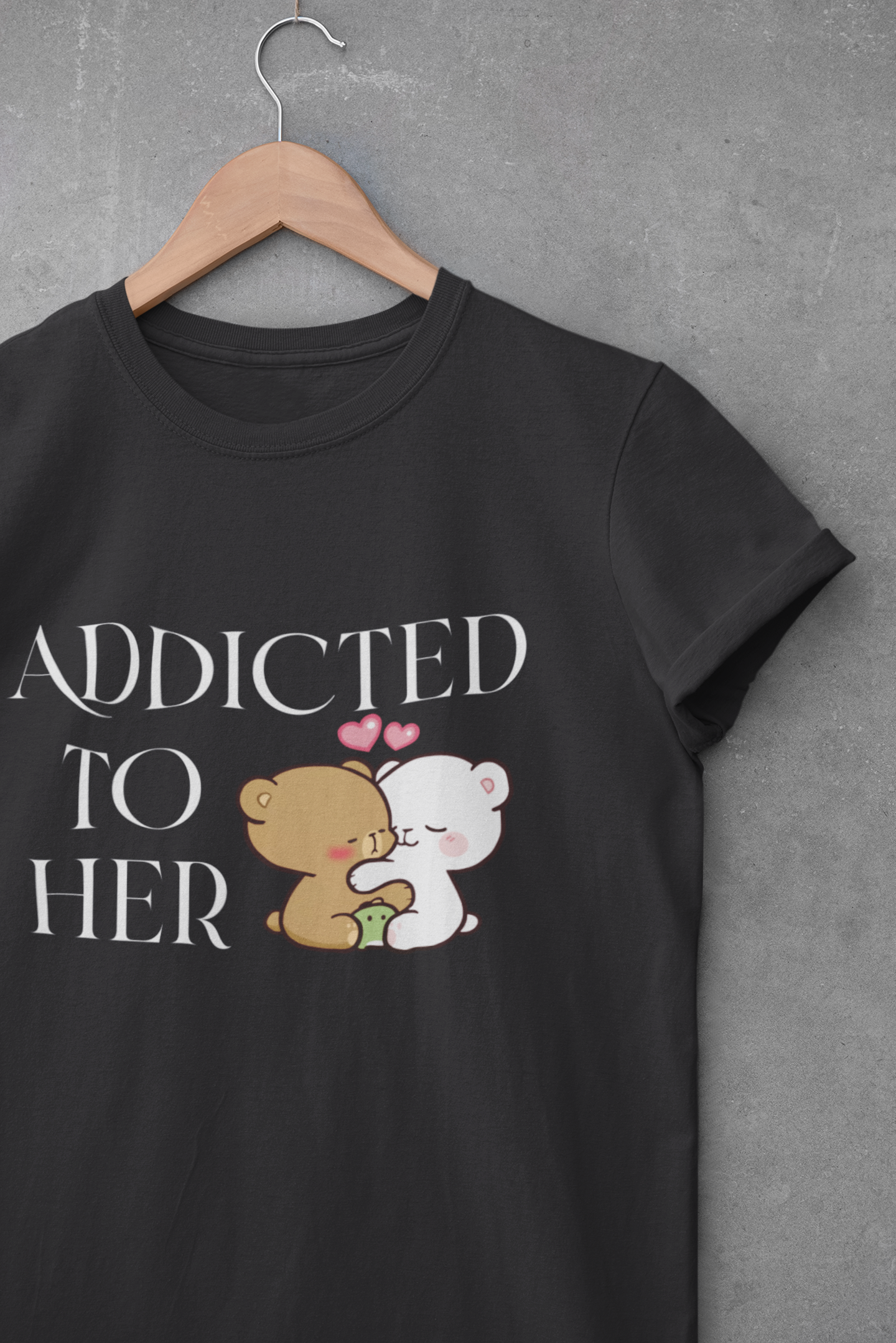 Addicted To Him Couple Half Sleeves T-Shirts -FunkyTeesClub