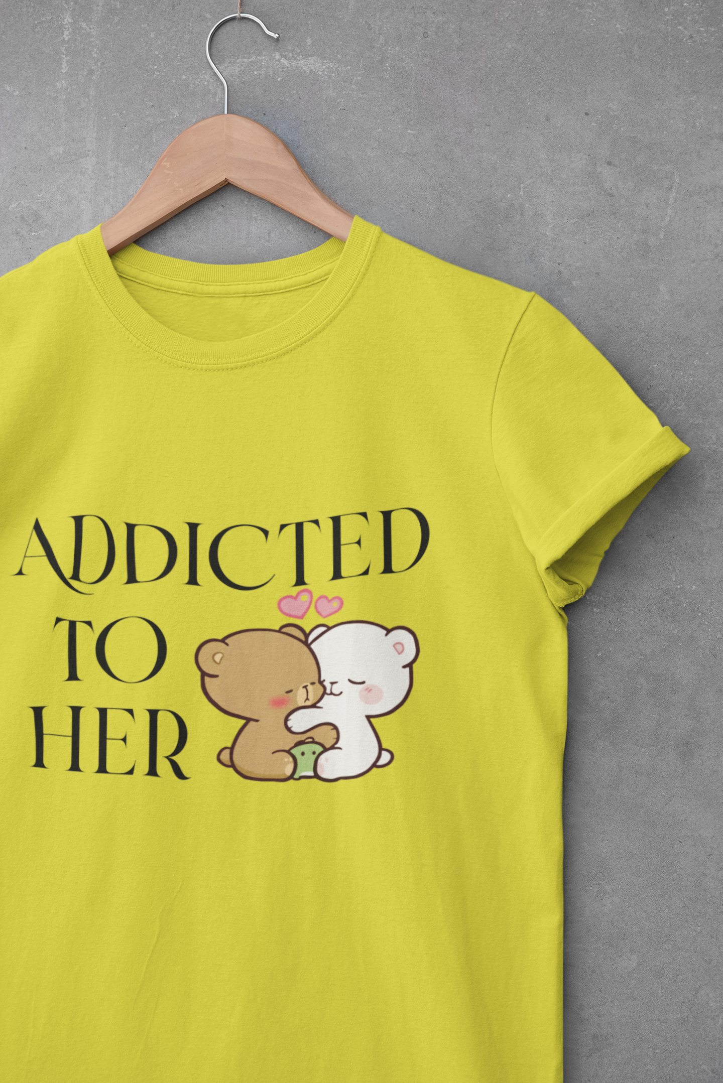 Addicted To Him Couple Half Sleeves T-Shirts -FunkyTeesClub