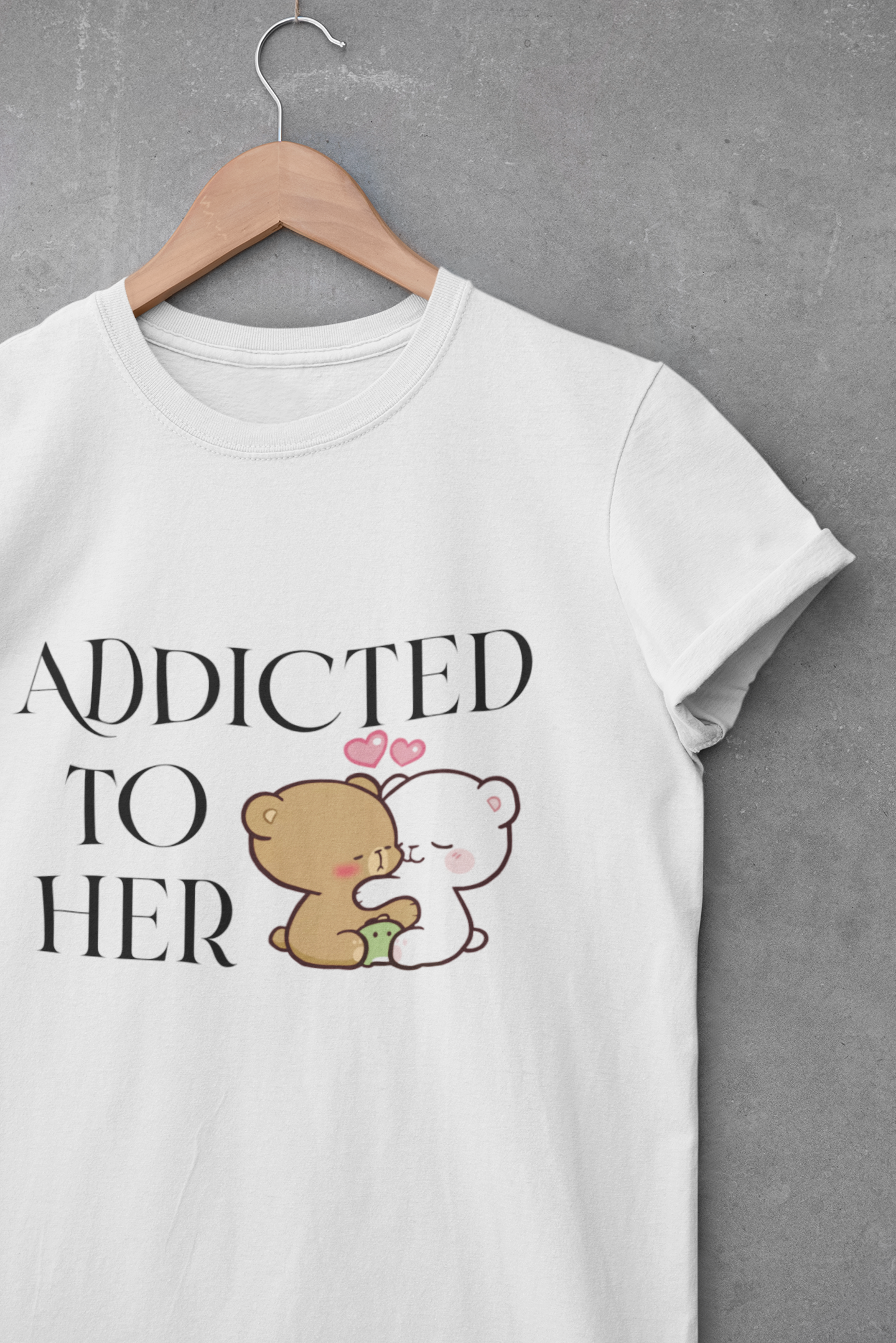 Addicted To Him Couple Half Sleeves T-Shirts -FunkyTeesClub