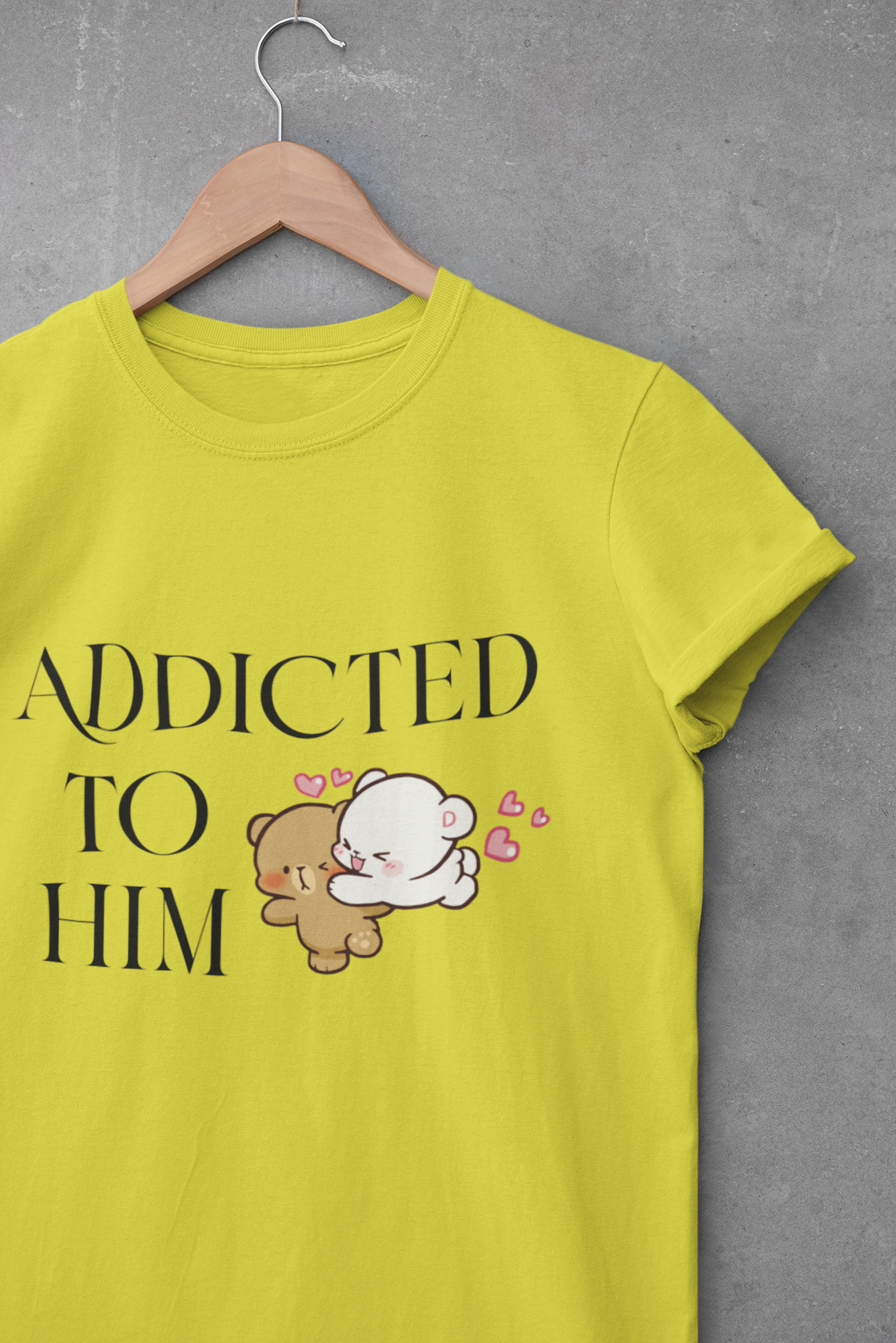Addicted To Him Couple Half Sleeves T-Shirts -FunkyTeesClub