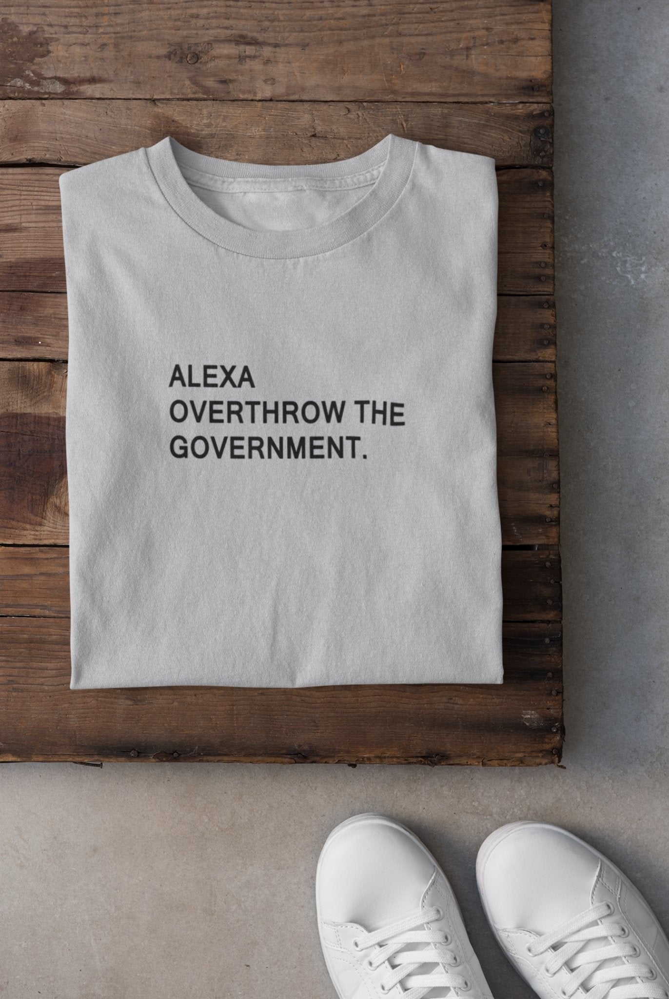Alexa Overthrow The Government Mens Half Sleeves T-shirt- FunkyTeesClub - Funky Tees Club