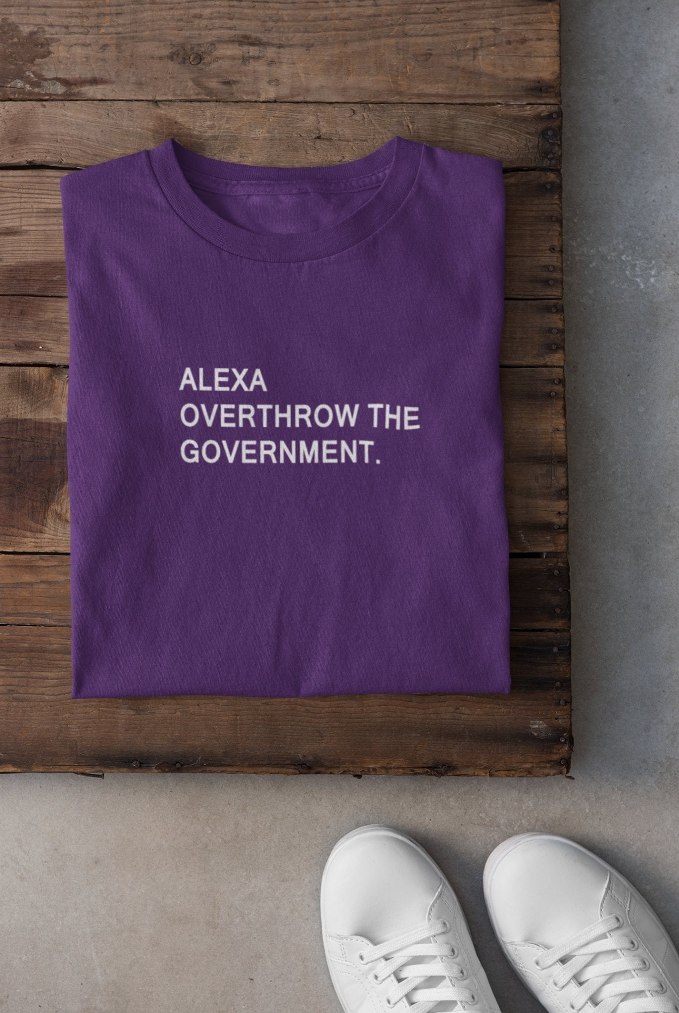 Alexa Overthrow The Government Women Half Sleeves T-shirt- FunkyTeesClub - Funky Tees Club