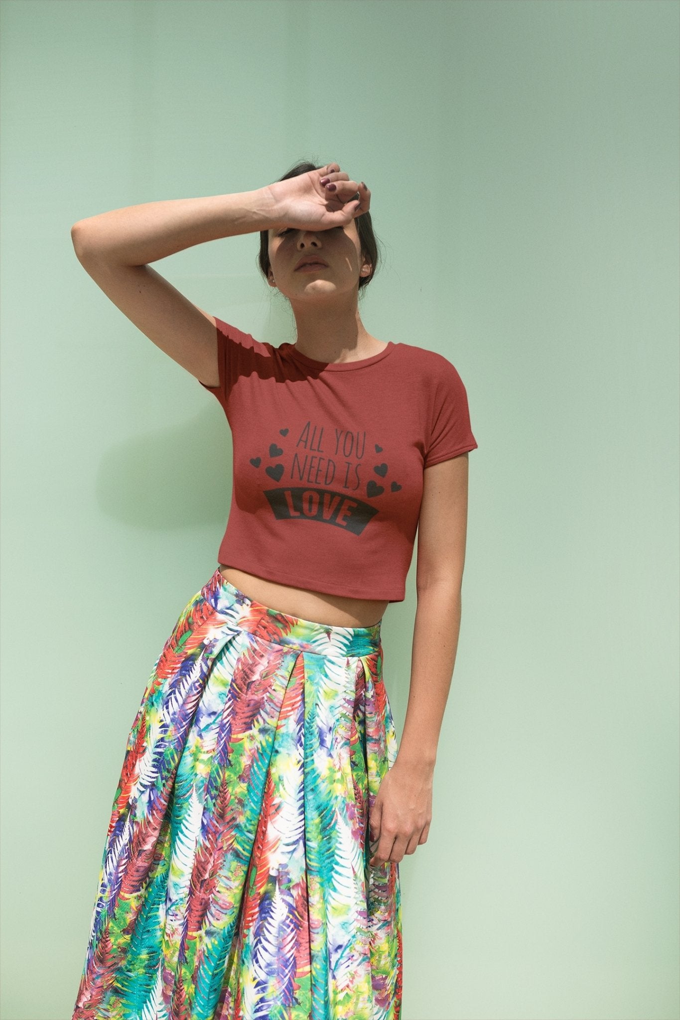 All you need is love Women Crop Top- FunkyTeesClub - Funky Tees Club