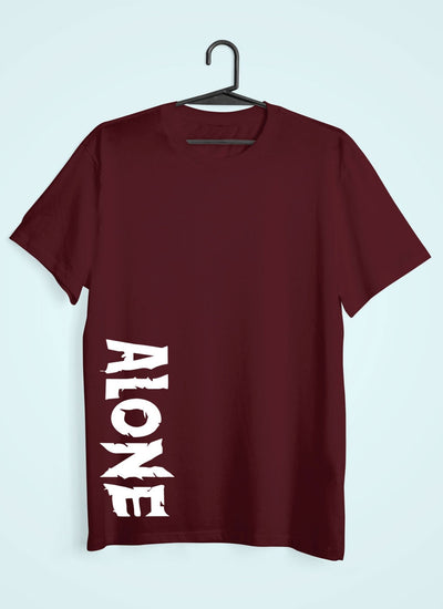 Alone Mens Half Sleeves T-shirt- FunkyTeesClub - Funky Tees Club
