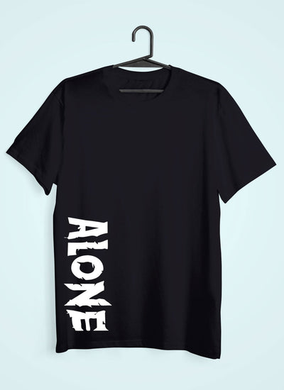 Alone Mens Half Sleeves T-shirt- FunkyTeesClub - Funky Tees Club