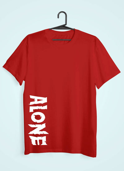 Alone Mens Half Sleeves T-shirt- FunkyTeesClub - Funky Tees Club