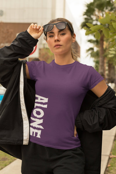 Alone Women Half Sleeves T-shirt- FunkyTeesClub - Funky Tees Club