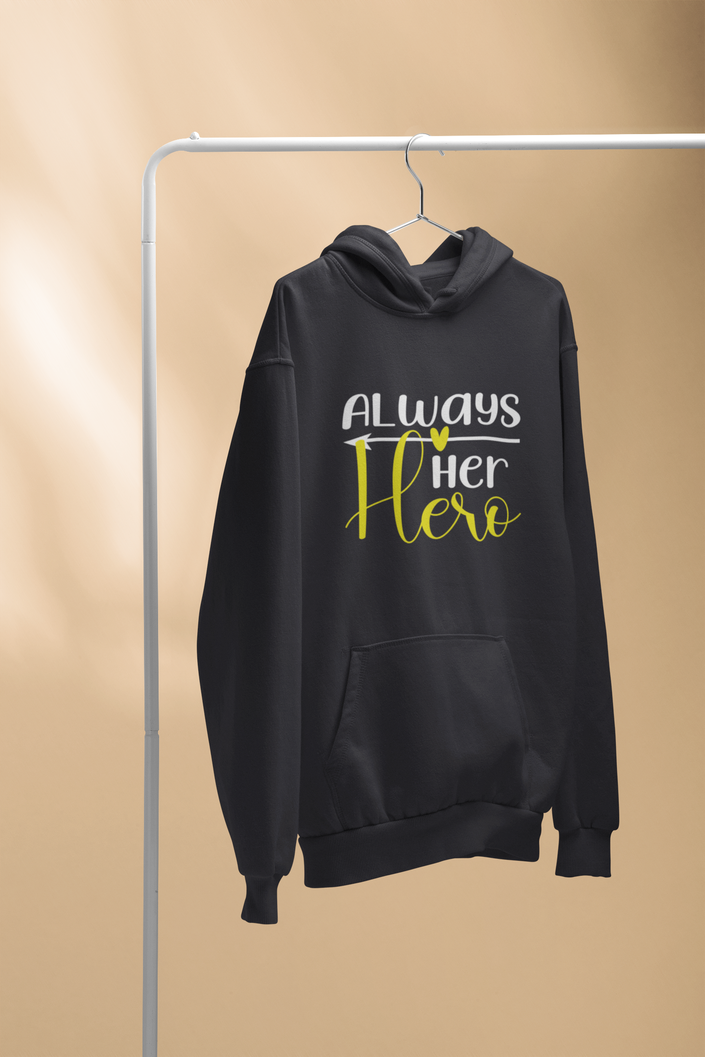 Always Her Hero Father and Daughter Black Matching Hoodies- FunkyTeesClub