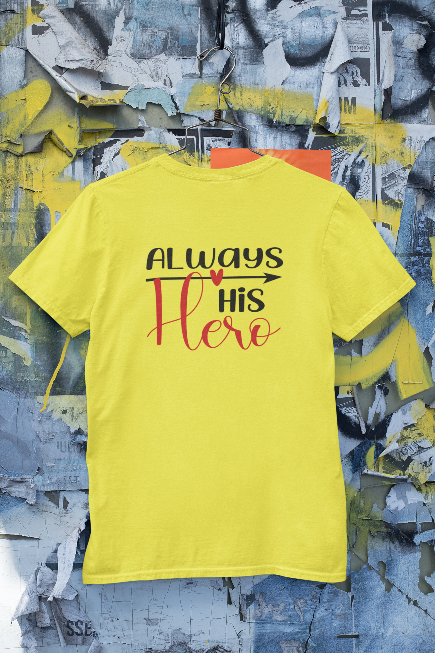 Always His Hero Father and Son Yellow Matching T-Shirt- FunkyTeesClub