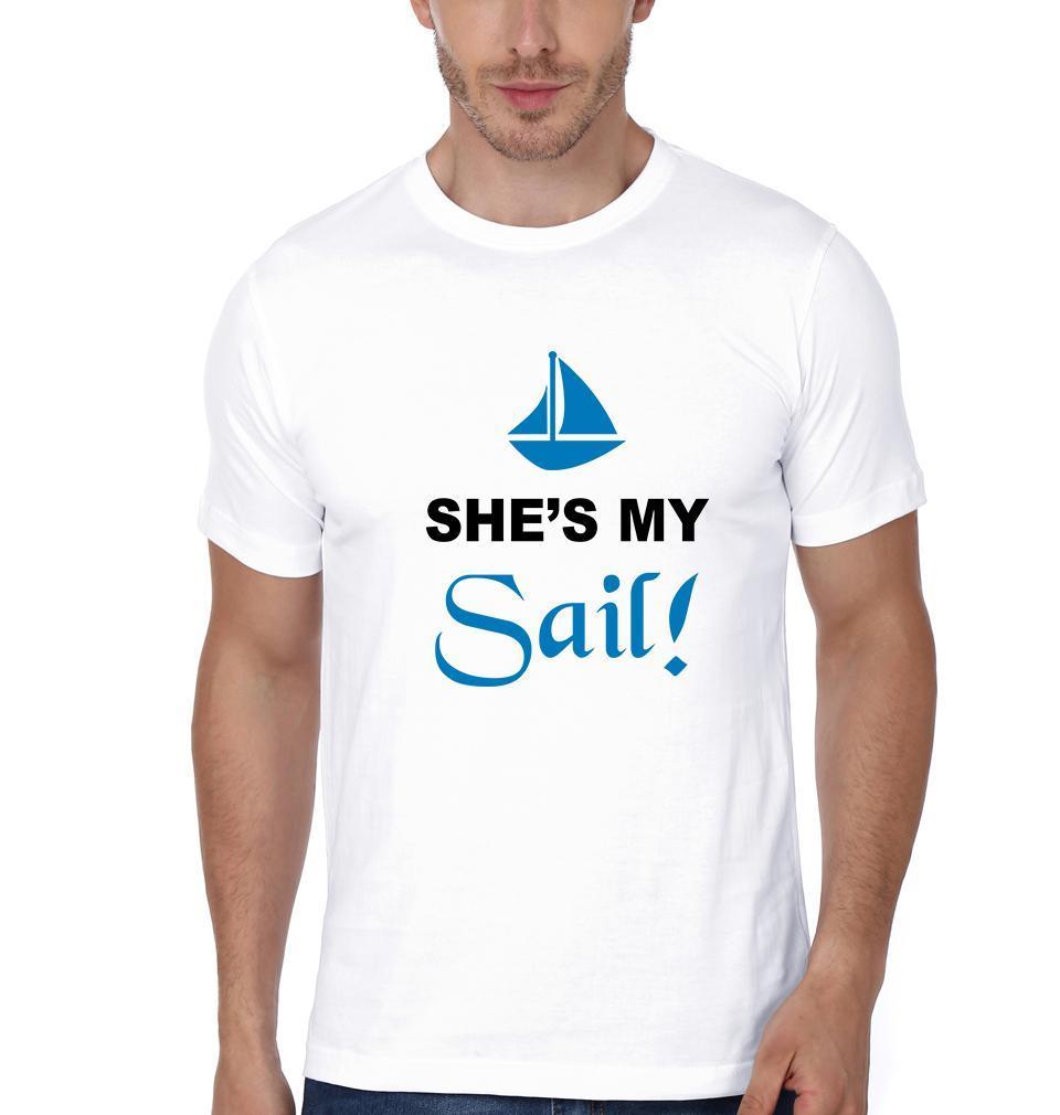 Anchor Sail Couple Half Sleeves T-Shirts -FunkyTees - Funky Tees Club
