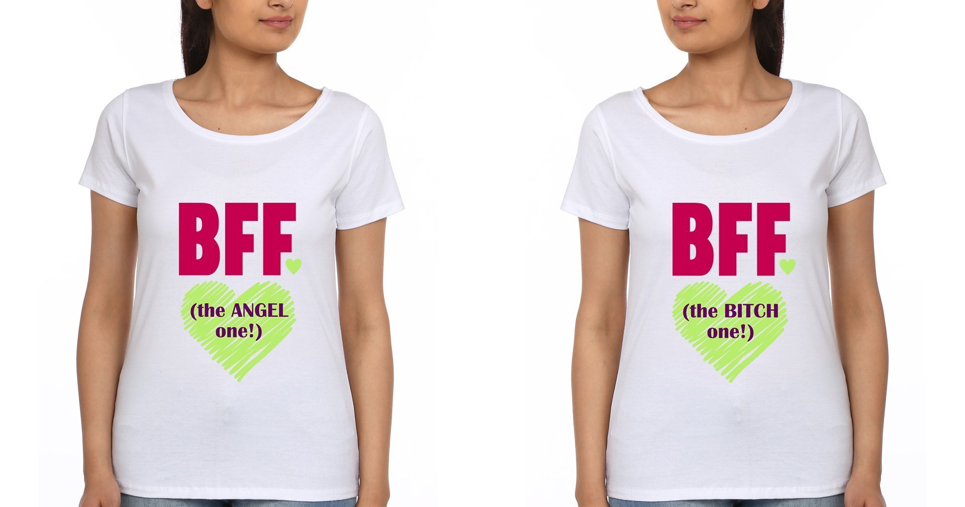 Angel Bitch BFF Half Sleeves T-Shirts-FunkyTees - Funky Tees Club