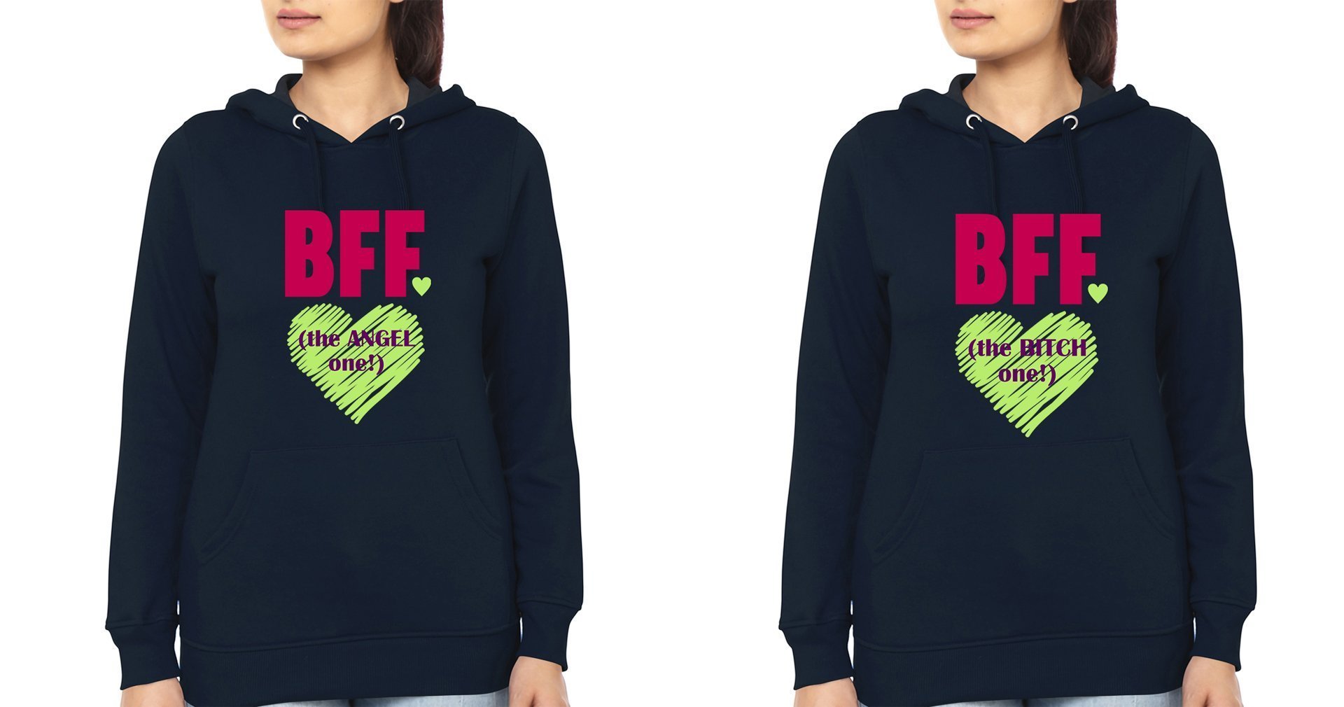 Angel Bitch BFF Hoodies-FunkyTees - Funky Tees Club