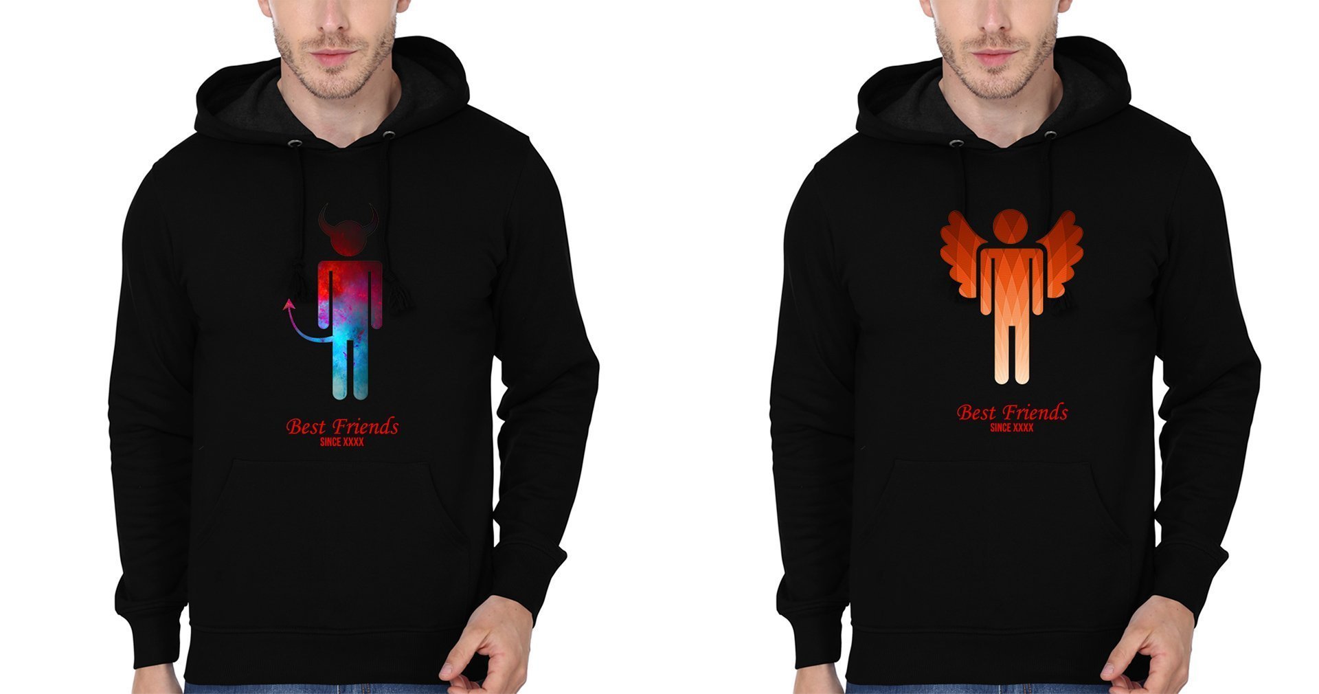 Angel devil BFF Hoodies-FunkyTees - Funky Tees Club