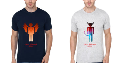Angel Devil Male BFF Half Sleeves T-Shirts-FunkyTees - Funky Tees Club