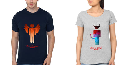 Angel Devil MF BFF Half Sleeves T-Shirts-FunkyTees - Funky Tees Club