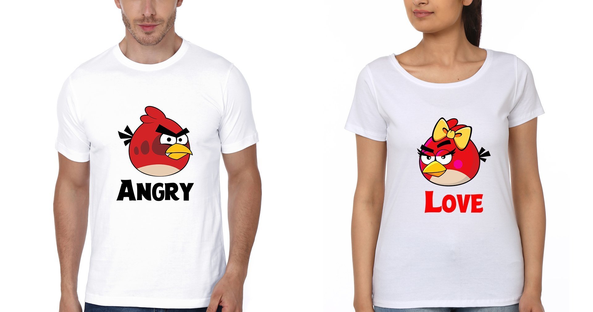 Angry Love Couple Half Sleeves T-Shirts -FunkyTees - Funky Tees Club