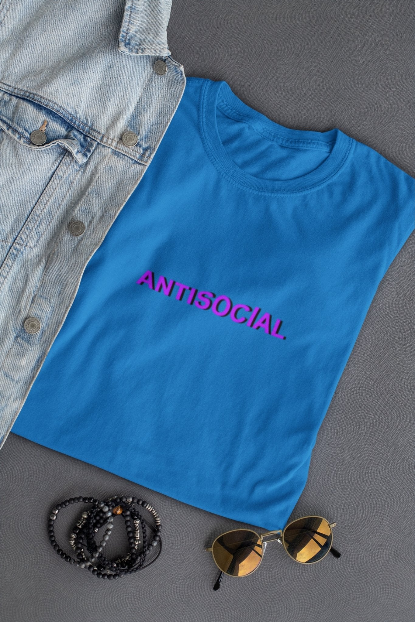 Antisocial Minimal Women Half Sleeves T-shirt- FunkyTeesClub - Funky Tees Club