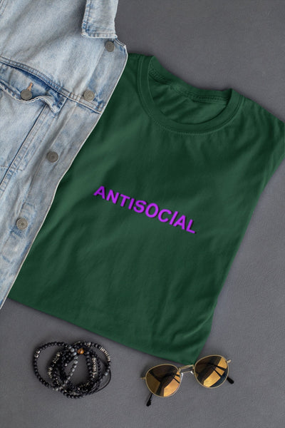 Antisocial Minimal Women Half Sleeves T-shirt- FunkyTeesClub - Funky Tees Club