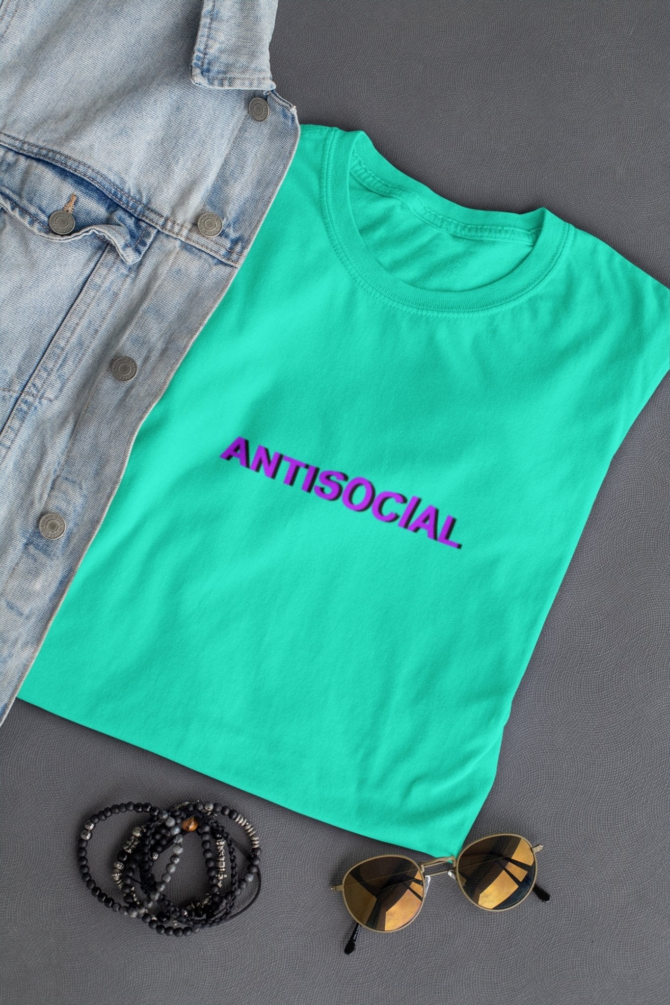 Antisocial Minimal Women Half Sleeves T-shirt- FunkyTeesClub - Funky Tees Club