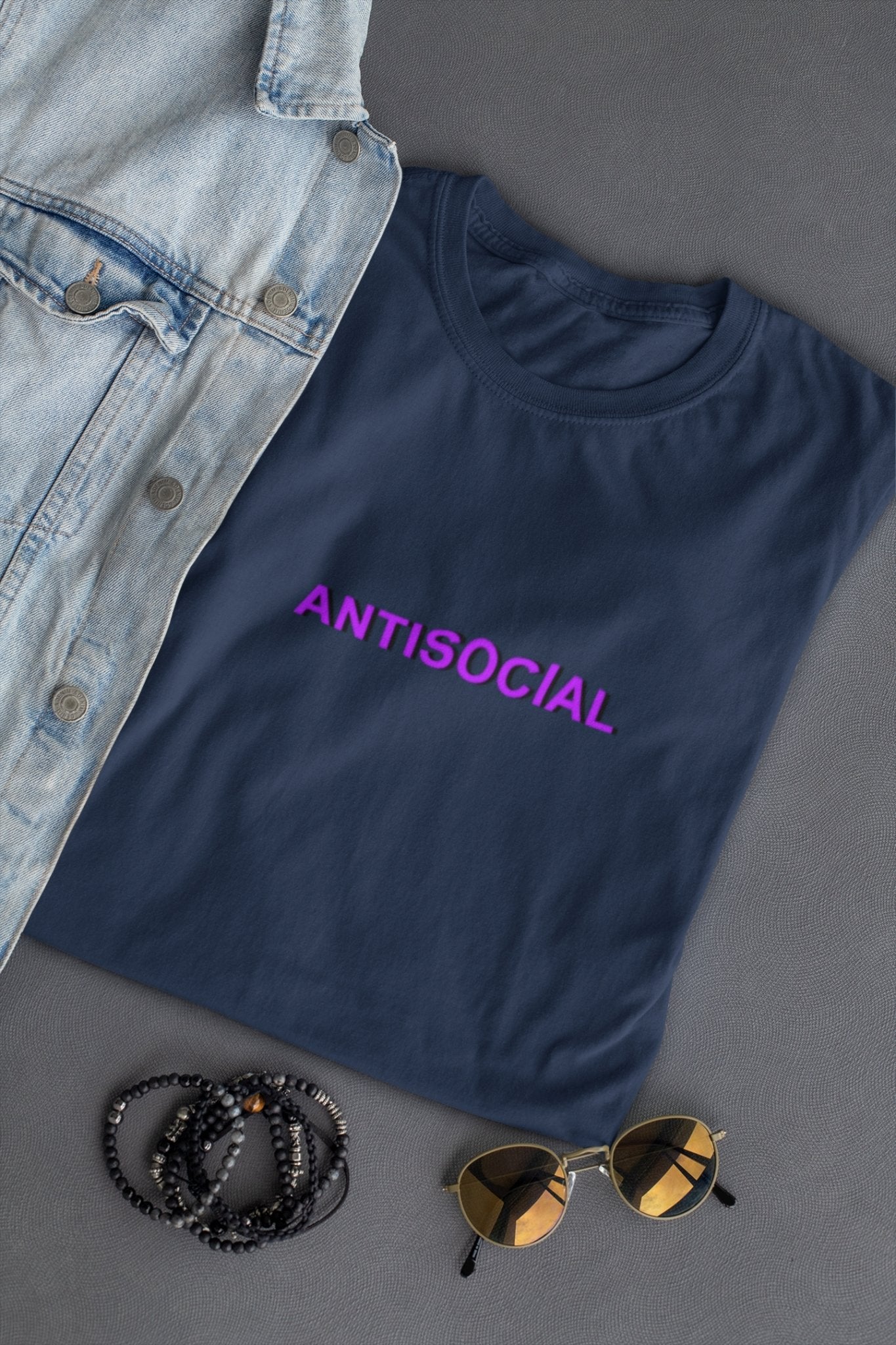 Antisocial Minimal Women Half Sleeves T-shirt- FunkyTeesClub - Funky Tees Club
