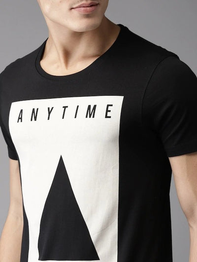 Anytime Anywhere Minimal Round Neck Mens Half Sleeves T-shirt- FunkyTeesClub - Funky Tees Club