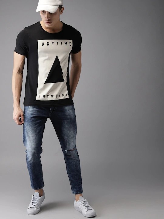 Anytime Anywhere Minimal Round Neck Mens Half Sleeves T-shirt- FunkyTeesClub - Funky Tees Club