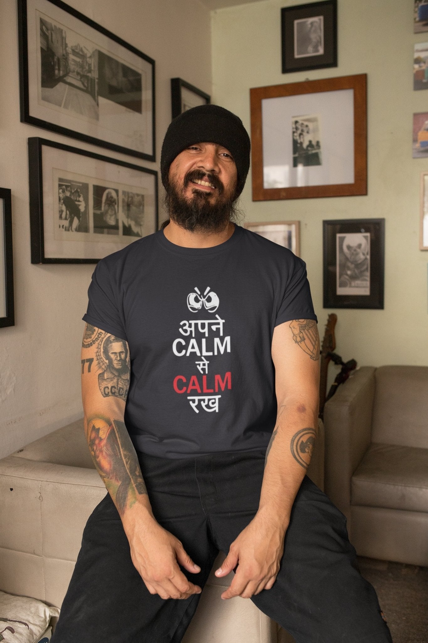 Apne Kaam Se Kaam Typography Mens Half Sleeves T-shirt- FunkyTeesClub - Funky Tees Club