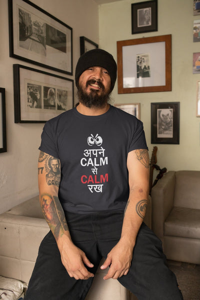 Apne Kaam Se Kaam Typography Mens Half Sleeves T-shirt- FunkyTeesClub - Funky Tees Club