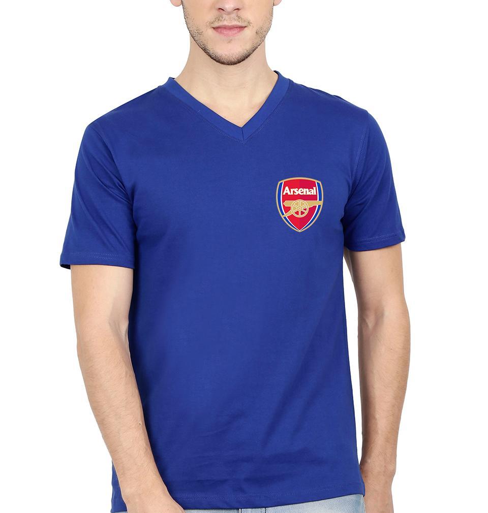 Arsenal Logo Men V Neck Half Sleeves T-Shirts-FunkyTeesClub - Funky Tees Club