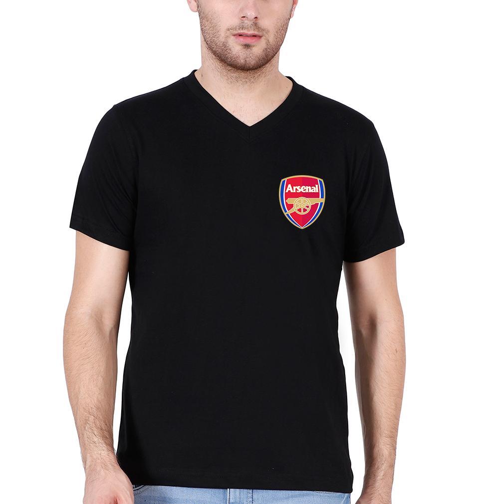 Arsenal Logo Men V Neck Half Sleeves T-Shirts-FunkyTeesClub - Funky Tees Club