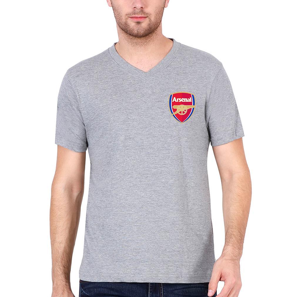 Arsenal Logo Men V Neck Half Sleeves T-Shirts-FunkyTeesClub - Funky Tees Club