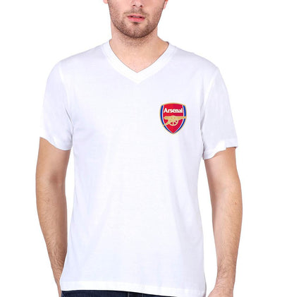 Arsenal Logo Men V Neck Half Sleeves T-Shirts-FunkyTeesClub - Funky Tees Club