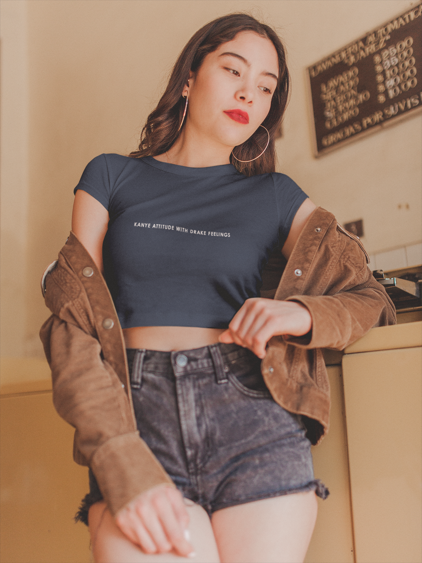 Kanye Attitude Minimals Women Crop Top- FunkyTeesClub