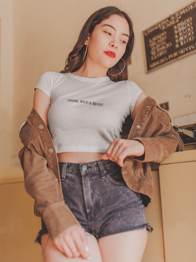 Young Wild Broke Minimals Women Crop Top- FunkyTeesClub