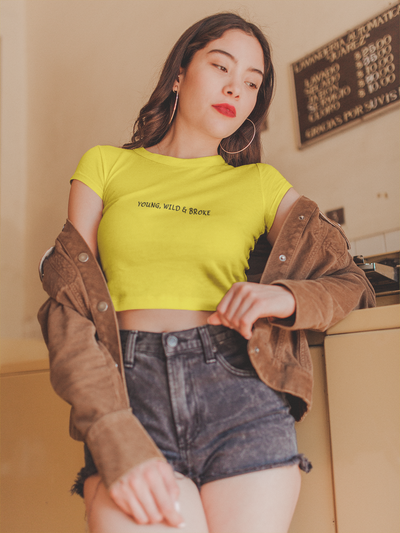 Young Wild Broke Minimals Women Crop Top- FunkyTeesClub