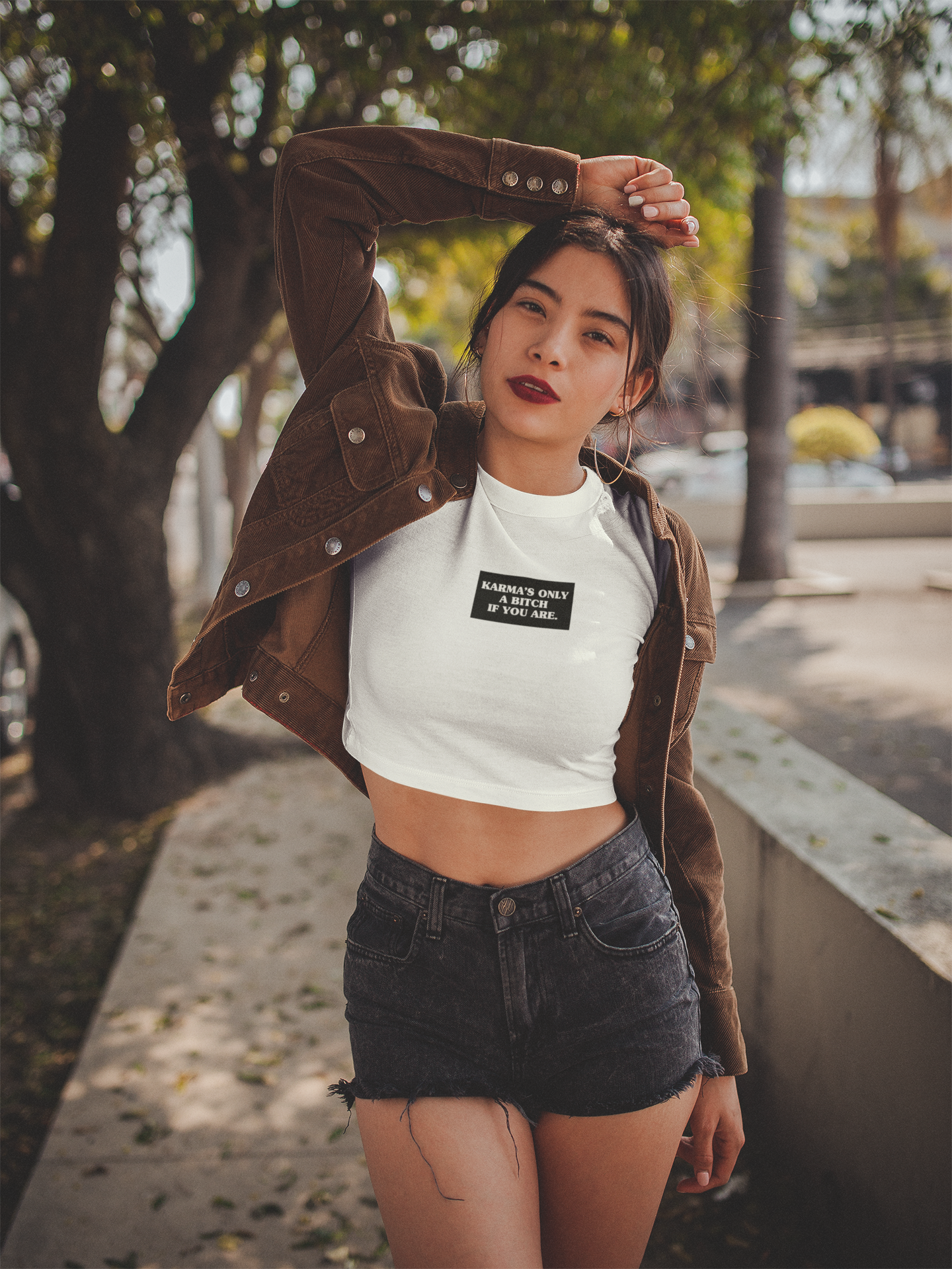 Karmas Is Only Bitch If You Are Quotes Women Crop Top- FunkyTeesClub