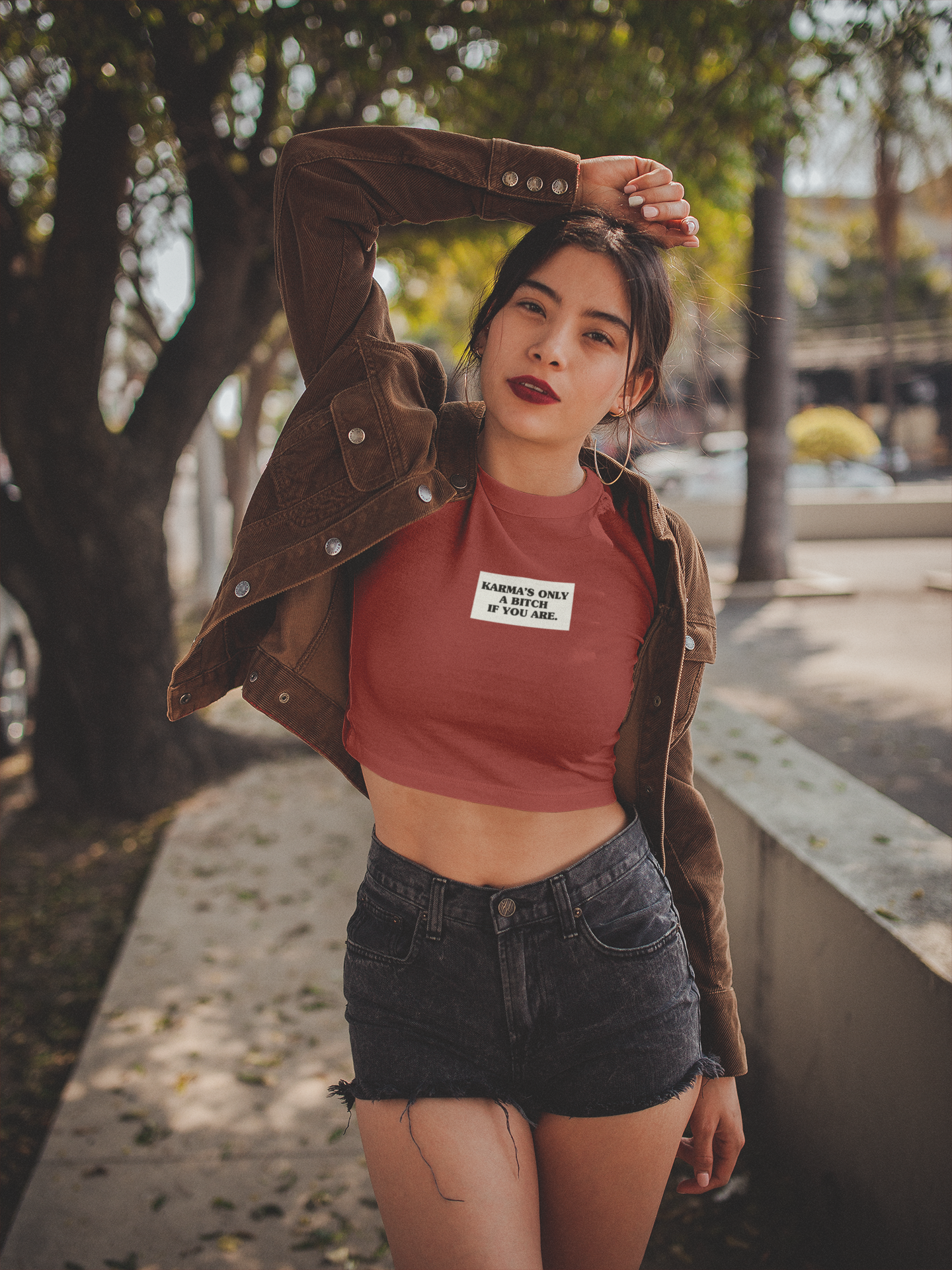 Karmas Is Only Bitch If You Are Quotes Women Crop Top- FunkyTeesClub