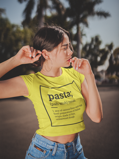 Label pantry pasta definition Women Crop Top- FunkyTeesClub