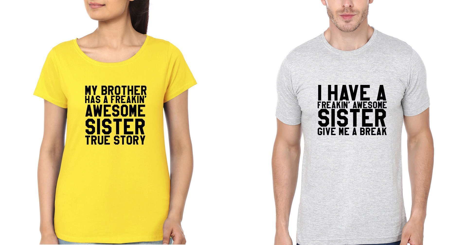AWESOME SISTER Brother-Sister Half Sleeves T-Shirts -FunkyTees - Funky Tees Club