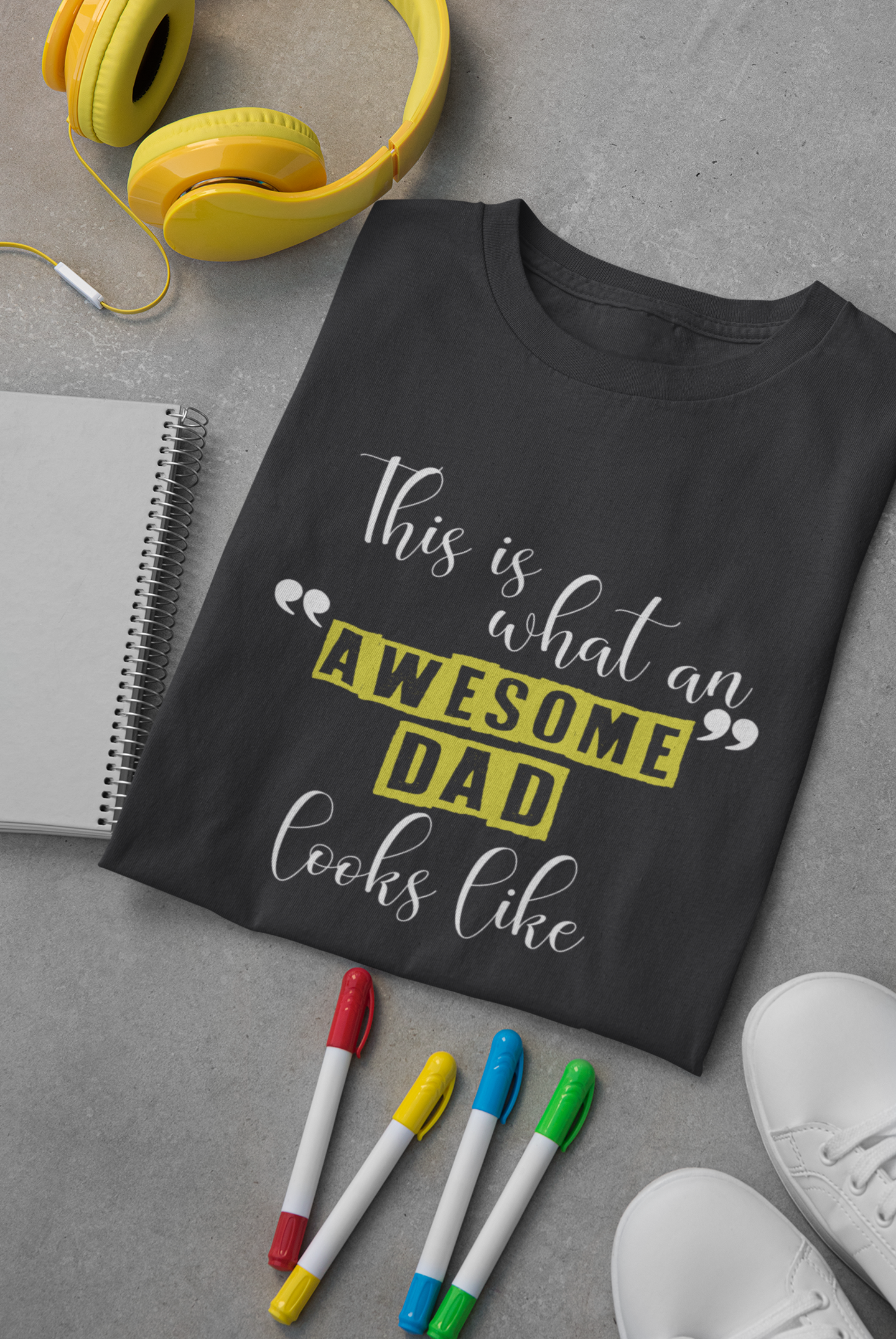 Awesome Dad Father and Son Black Matching T-Shirt- FunkyTeesClub
