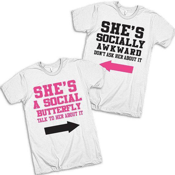 Awkward Butterfly BFF Half Sleeves T-Shirts-FunkyTees - Funky Tees Club